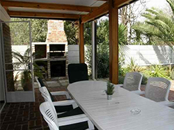 Covered patio overlooking the garden